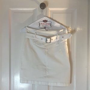 Free People White Buckle Mini Skirt